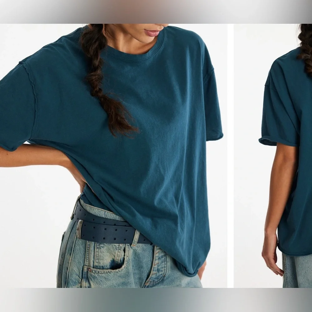NWOT Free People We the Free Nina Tee - navy patina - L & XL